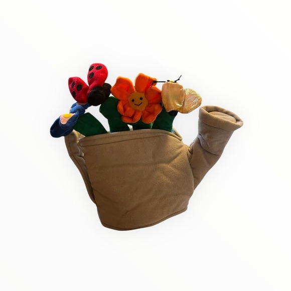 1999 Manhattan Toy Hand Puppet Watering Can w/Flowers Stem Learning Play Infants